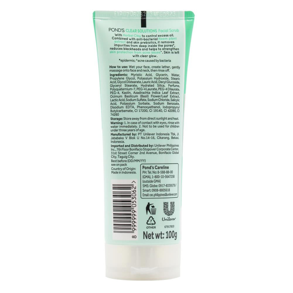 3PK Ponds Clear Solutions Oil Control Facial Cleanser Scrub 100g