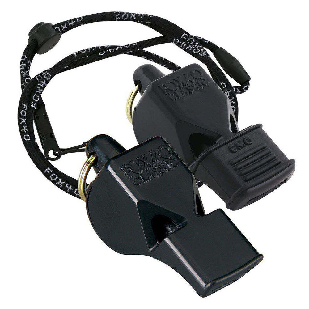 2pc Fox 40 Summit Classic CMG Whistle w/ Breakaway Lanyard Black