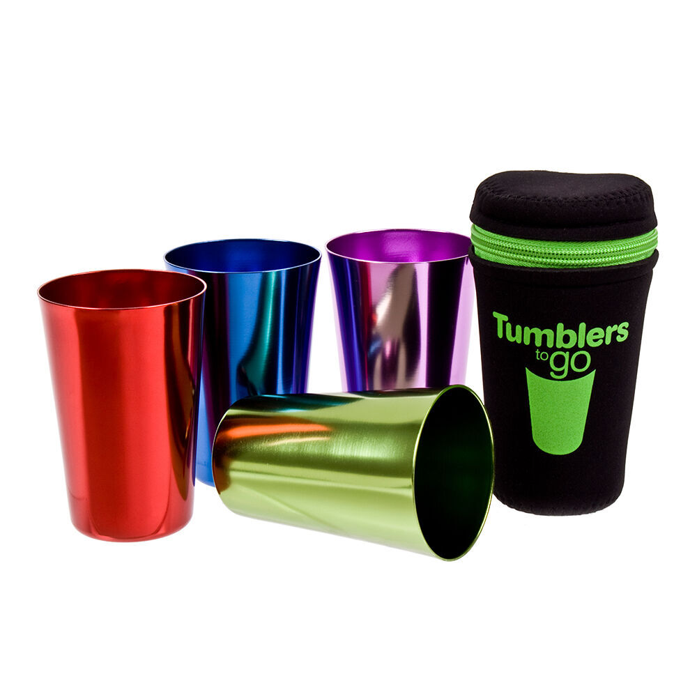 4pc Go Tumblers to Go 265ml Stainless Steel Travel Drinking Cups