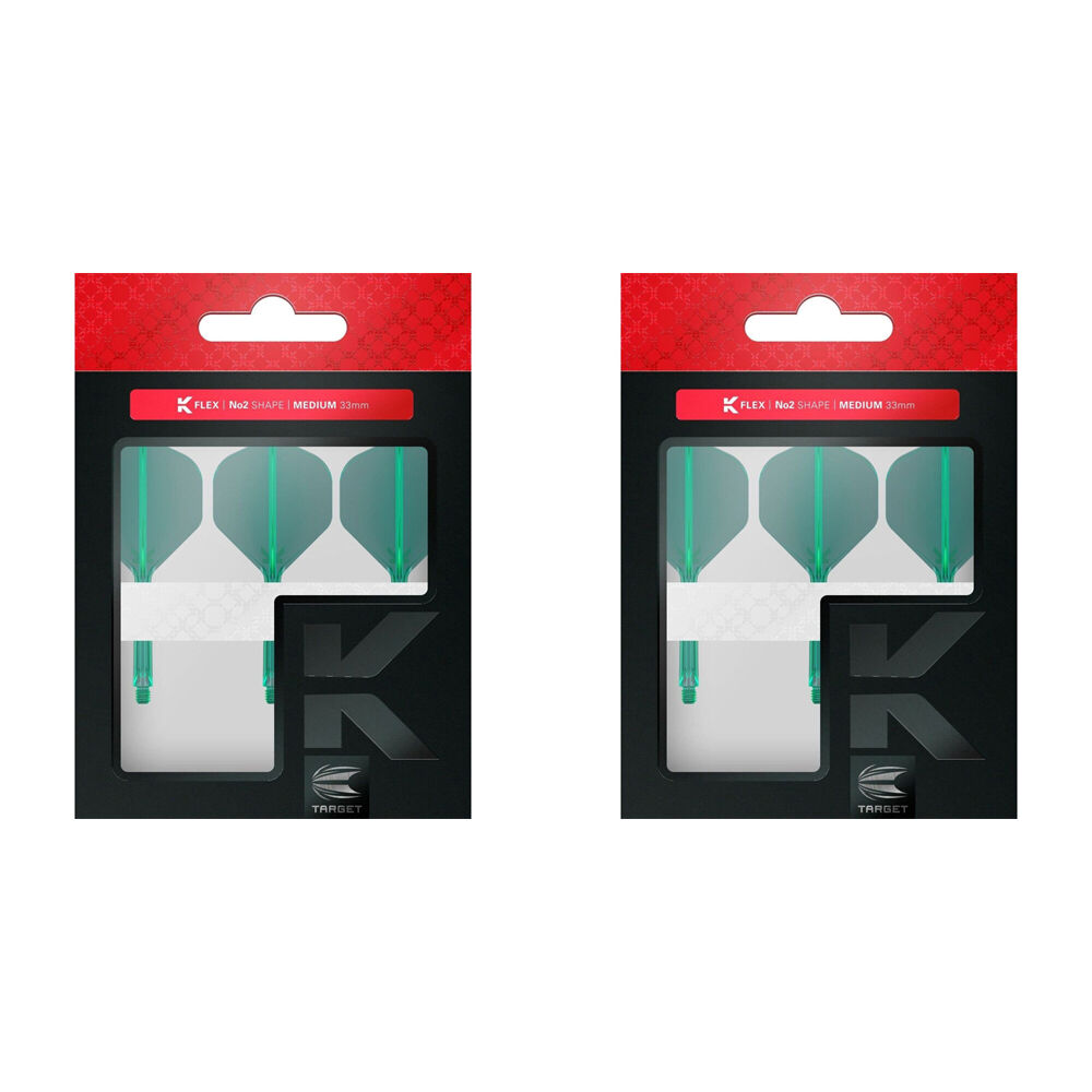 6pc Target K-Flex Dart Flight & Shaft No.2 Medium Green