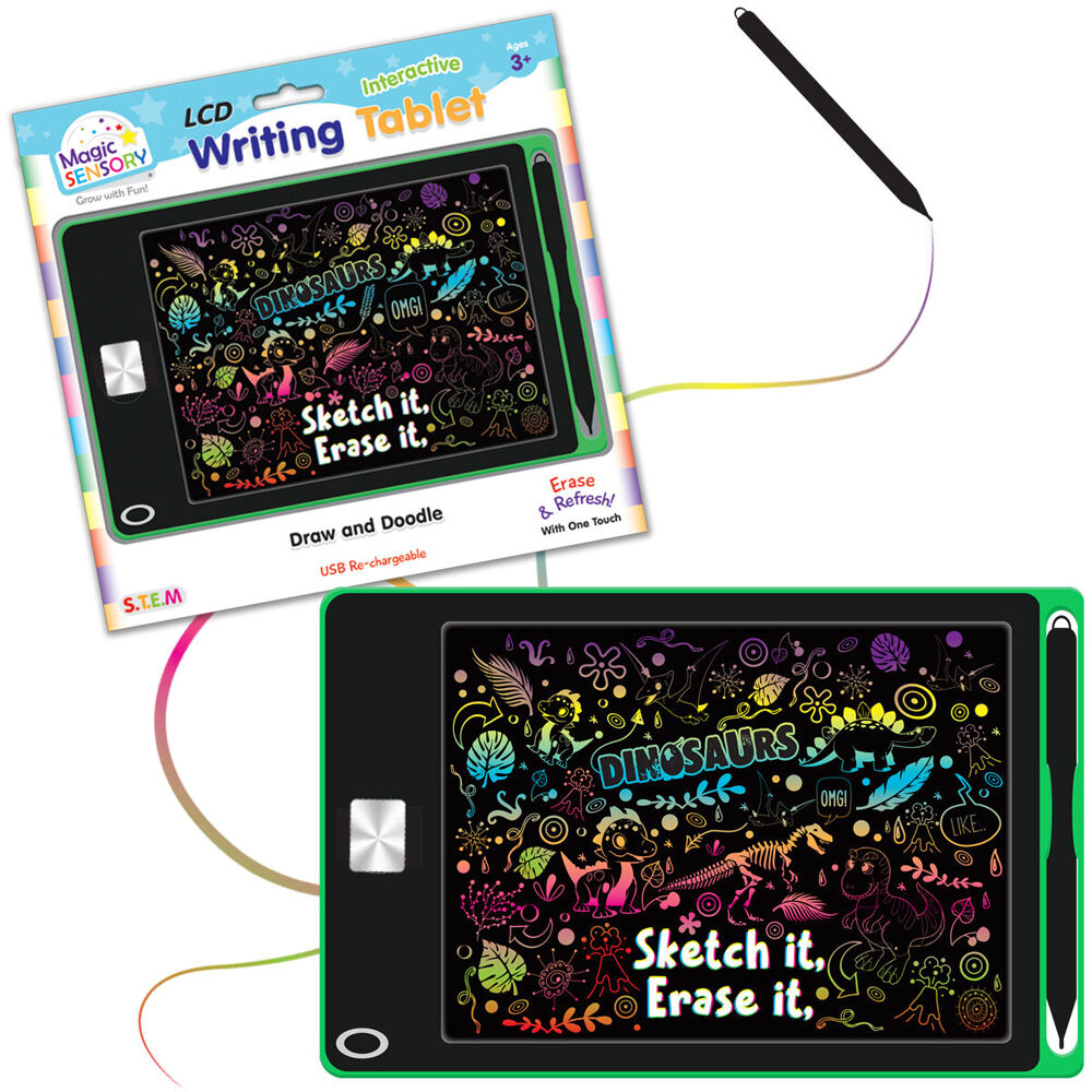 Magic Sensory 8.5" Interactive LCD Writing Tablet Green Dino Children 3y+