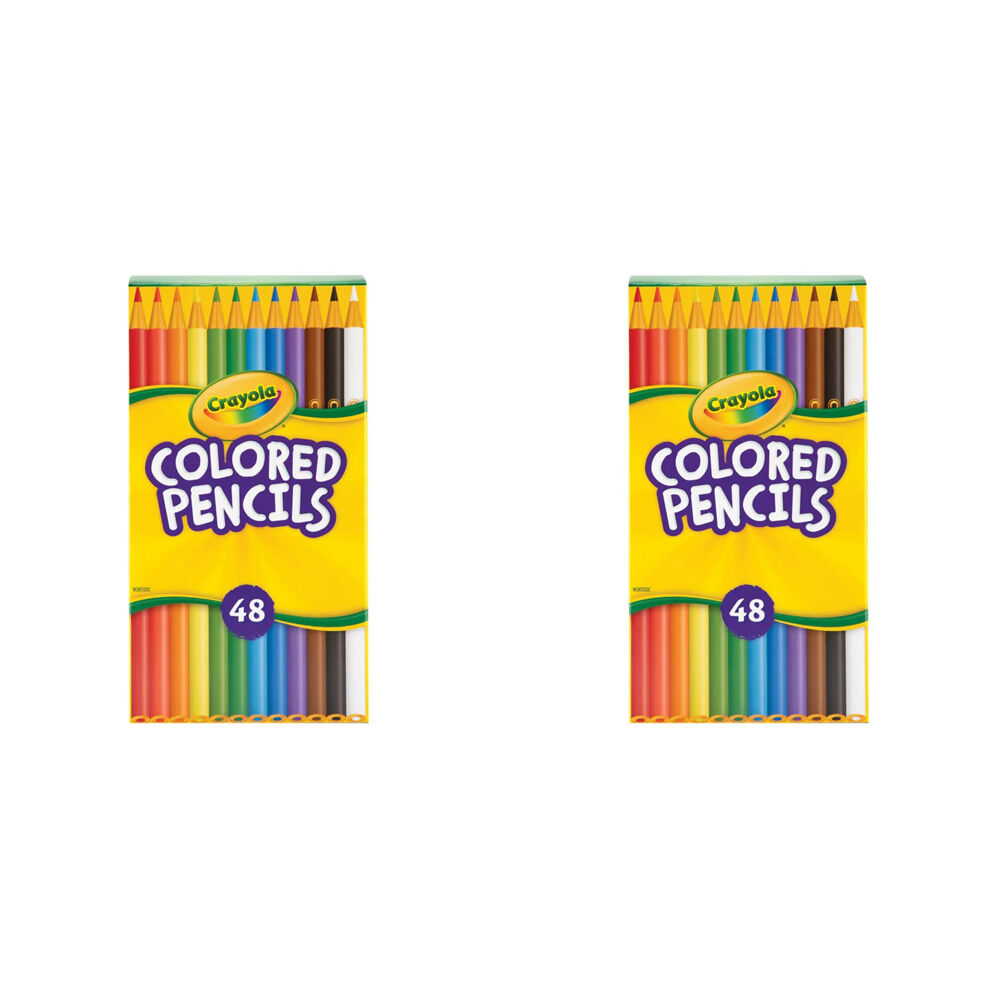 2x 48pc Crayola Coloured Pencils Share Pack Colouring Tools Kids 3y+