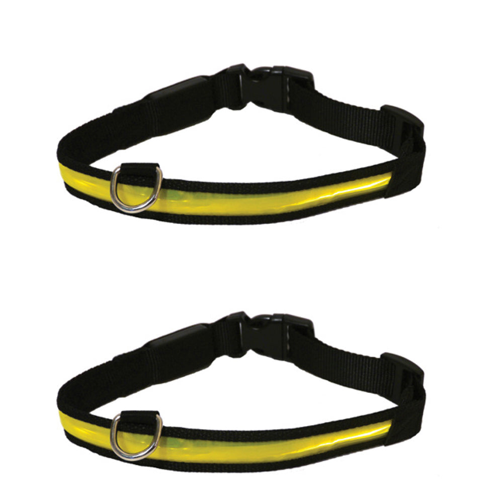 2PK Rosewood Adjustable Flashing Reflective Pet/Dog Neck Collar Choker Yellow