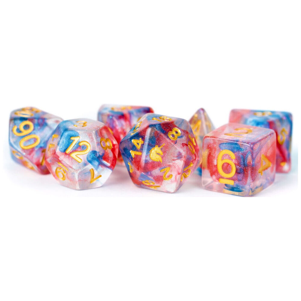 14pc Fanroll by Metallic Unicorn Resin Polyhedral RPG Tabletop Dice Set - Cosmic Carnival