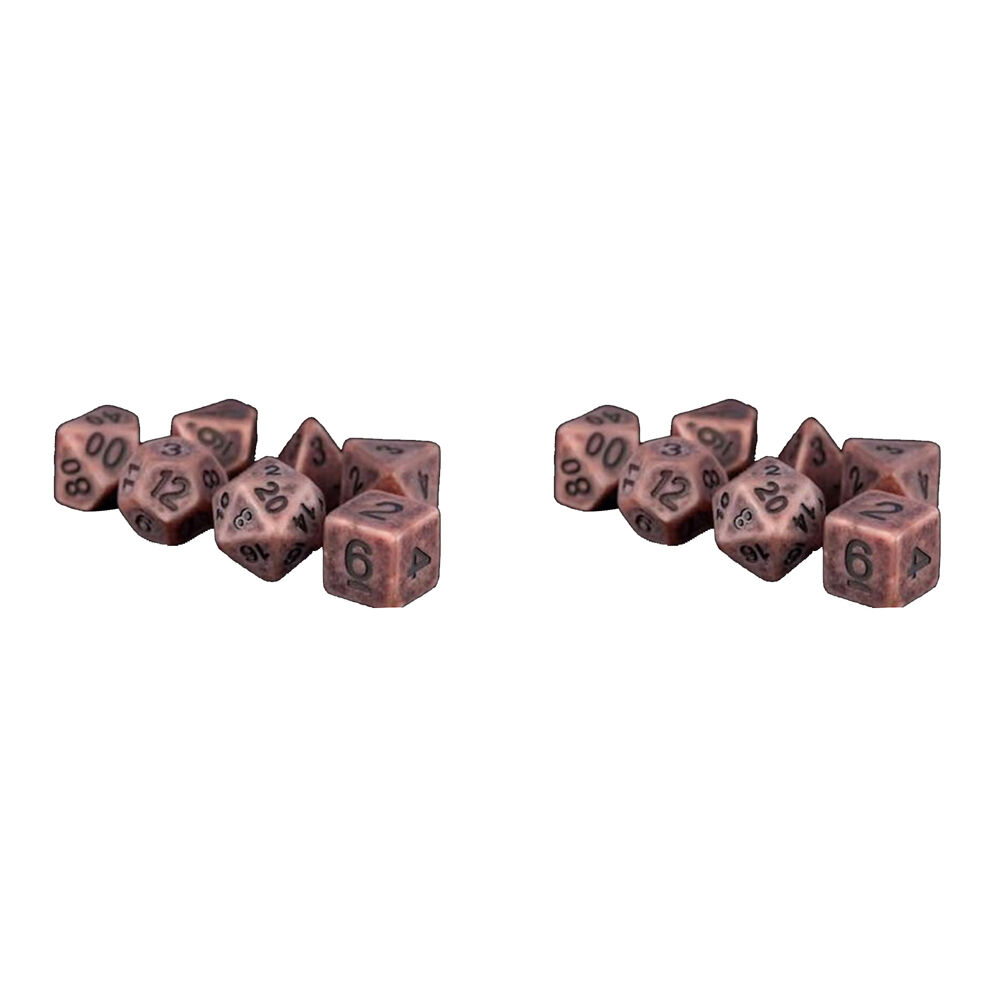 14pc Fanroll by Metallic Resin/Polyhedral RPG Tabletop Dice Set - Ancient Copper