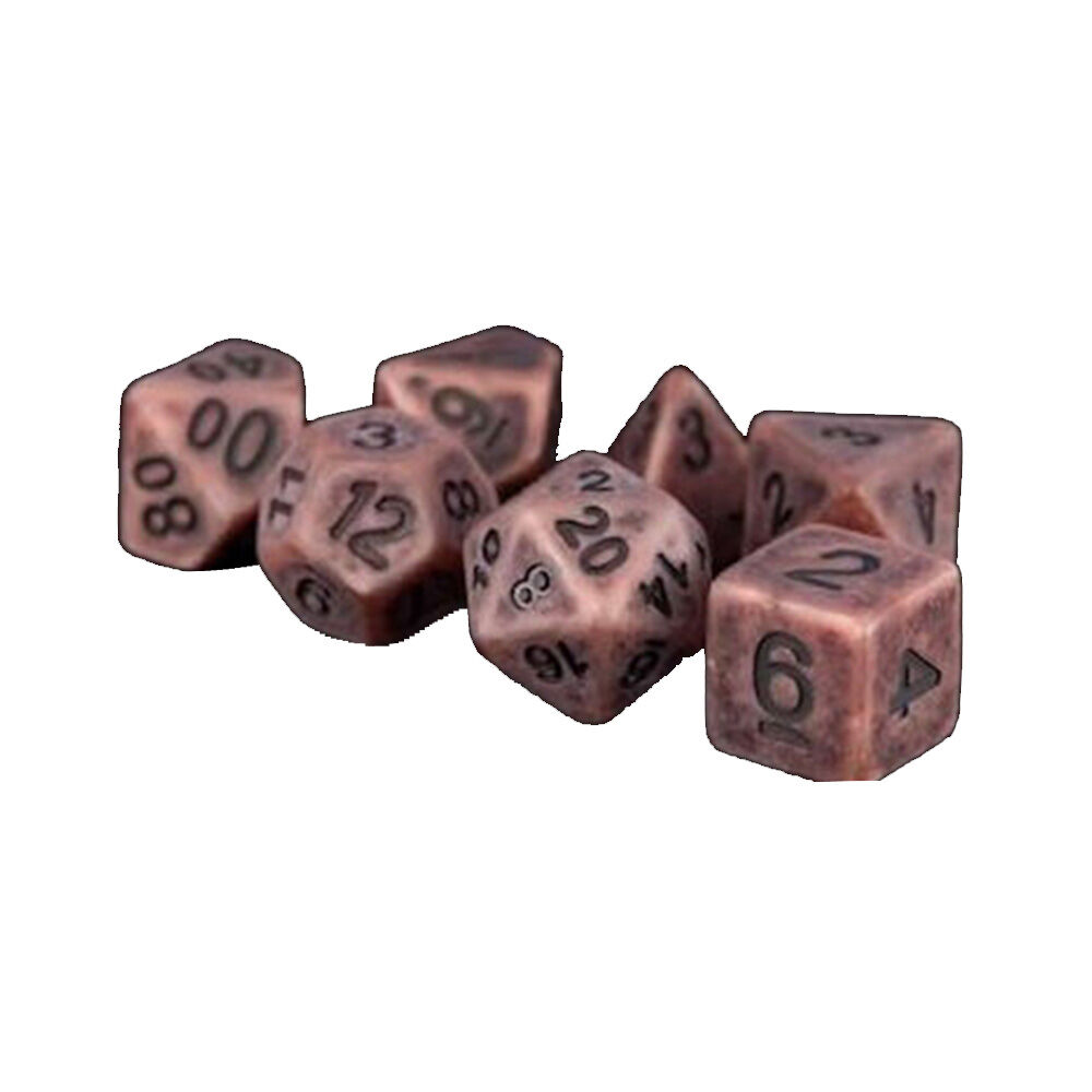 14pc Fanroll by Metallic Resin/Polyhedral RPG Tabletop Dice Set - Ancient Copper
