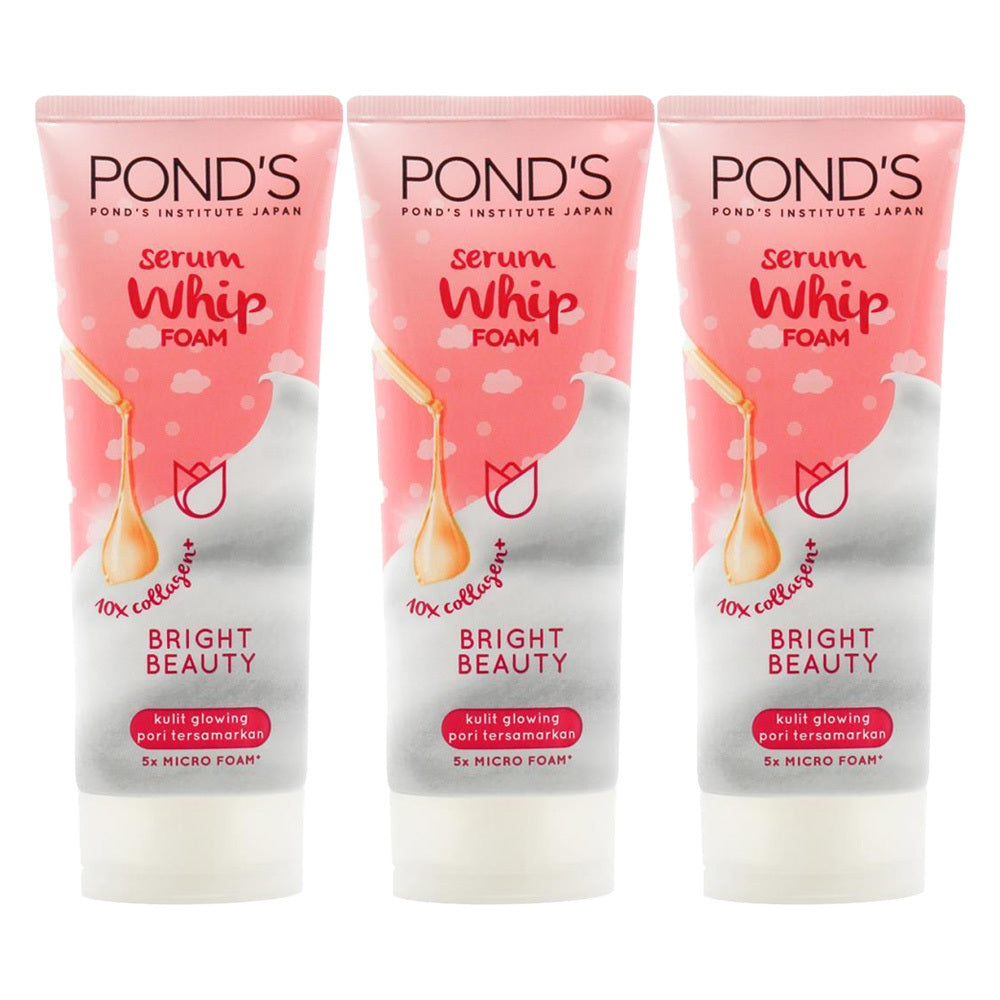 3PK Ponds Bright Beauty Serum Whip Foam Facial Cleanser 100g