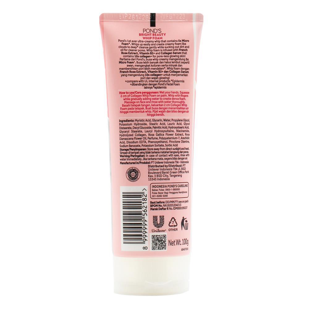 3PK Ponds Bright Beauty Serum Whip Foam Facial Cleanser 100g