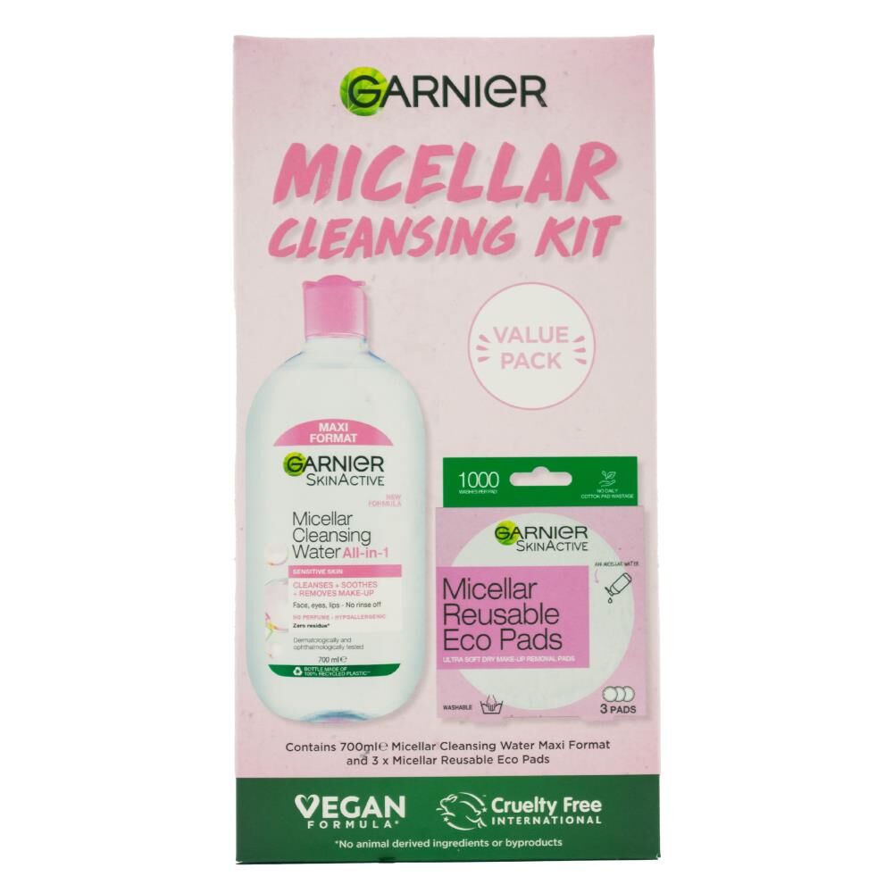 4pc Garnier Micellar Cleansing Water + Eco Pads Kit Value Pack