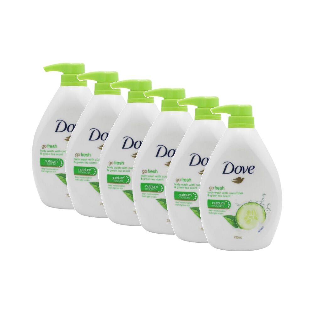 6PK Dove Body Wash Hydrating Moisture Nourishing 720ml Cucumber Green Tea Scent