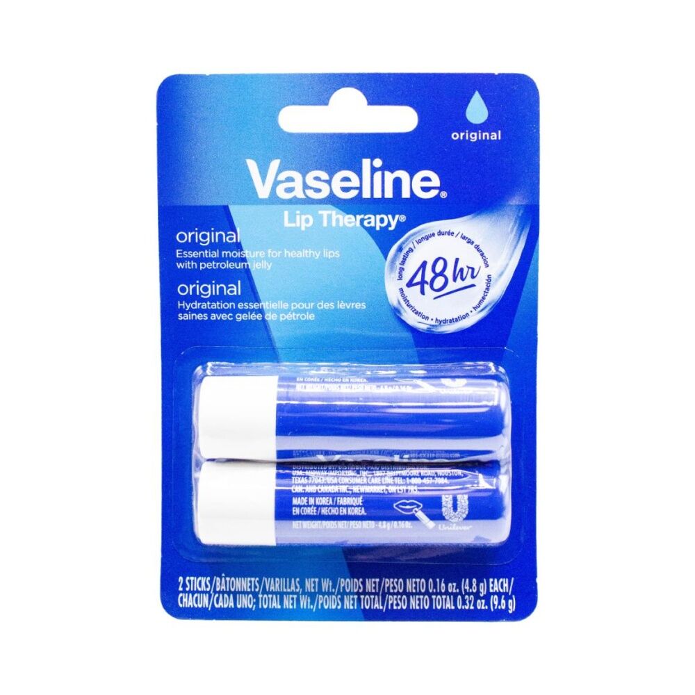 4x 2PK Vaseline Lip Balm Original Petroleum Jelly Moisture Therapy Stick 4.8g