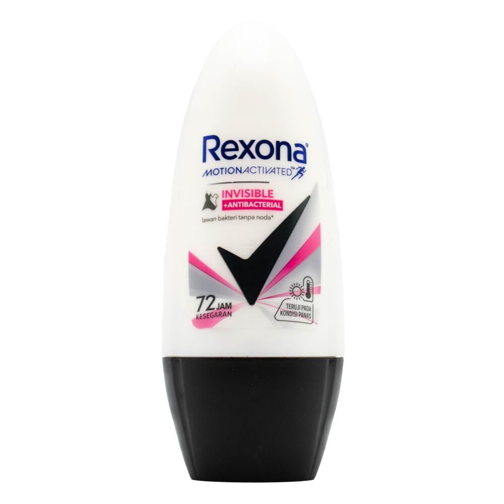 12PK Rexona 45ml Roll On Deodorant Invisible & Antibacterial