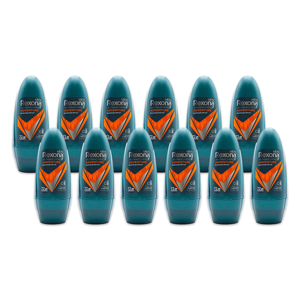 12PK Rexona Men 45ml Antiperspirant Roll On Deodorant Adventure