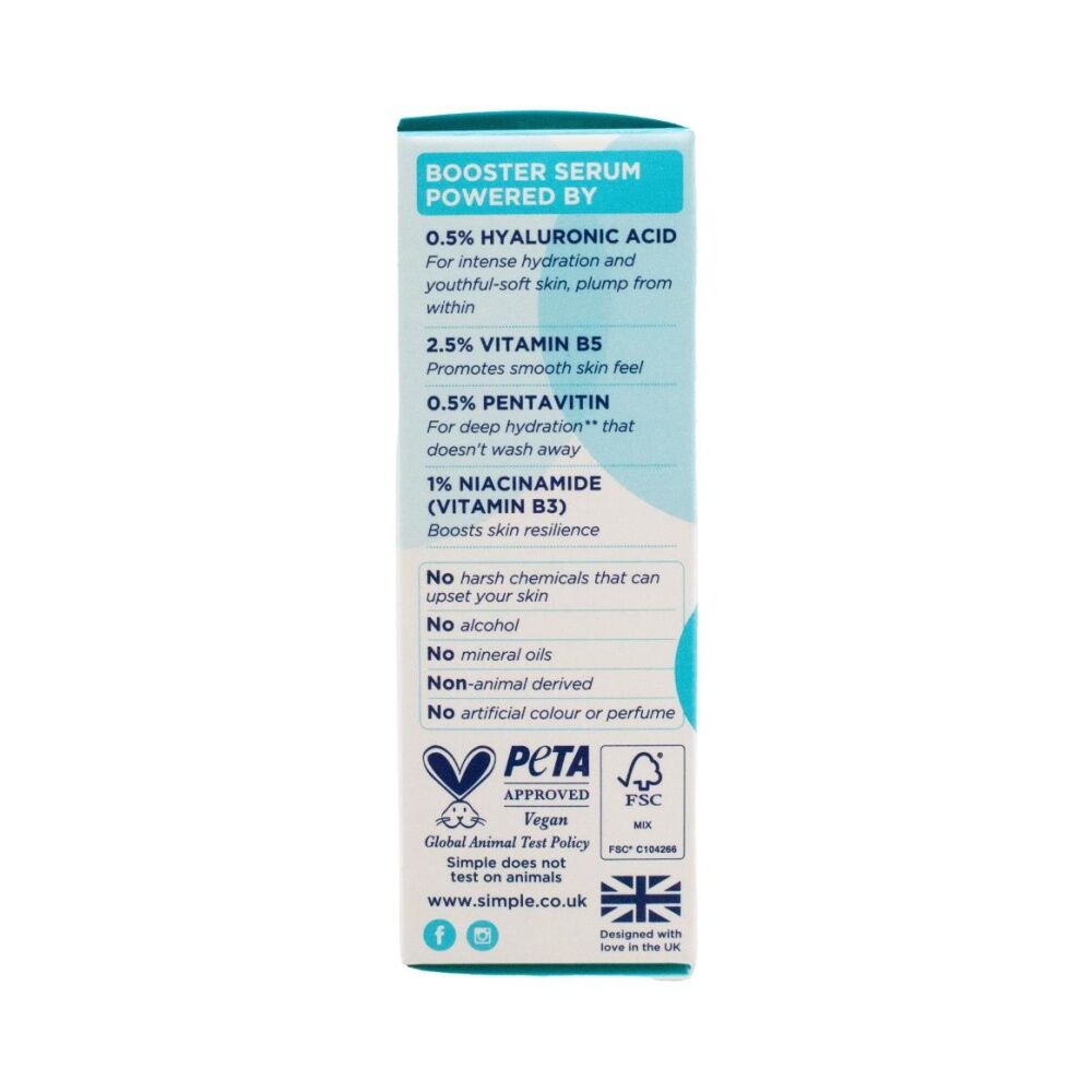 10PK Simple Face Serum w/Hyaluronic Acid & Vitamin B5 for All Skin Types 30ml