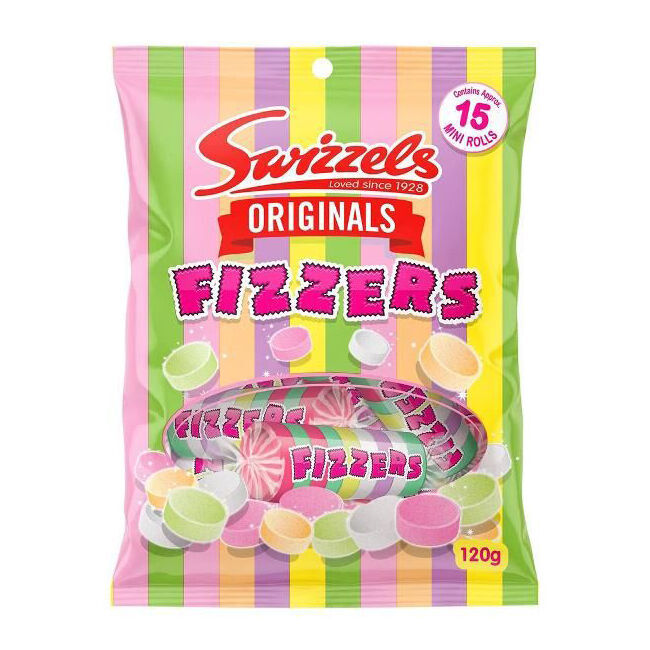 12x 15pc Swizzels Originals Fizzers Mini Rolls Lollies 120g Confectionery — image 2