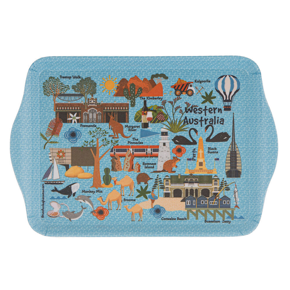 2x 2pc Ashdene Land Down Under WA Melamine Scatter Tray Blue 21x14.2cm — image 2