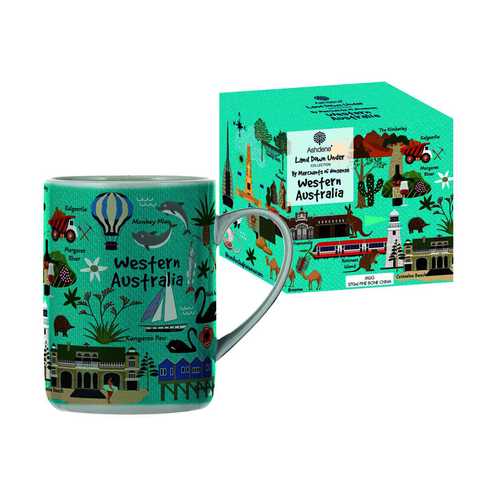 4PK Ashdene Land Down Under WA Bone China Drinking Mug Blue 370ml — image 3