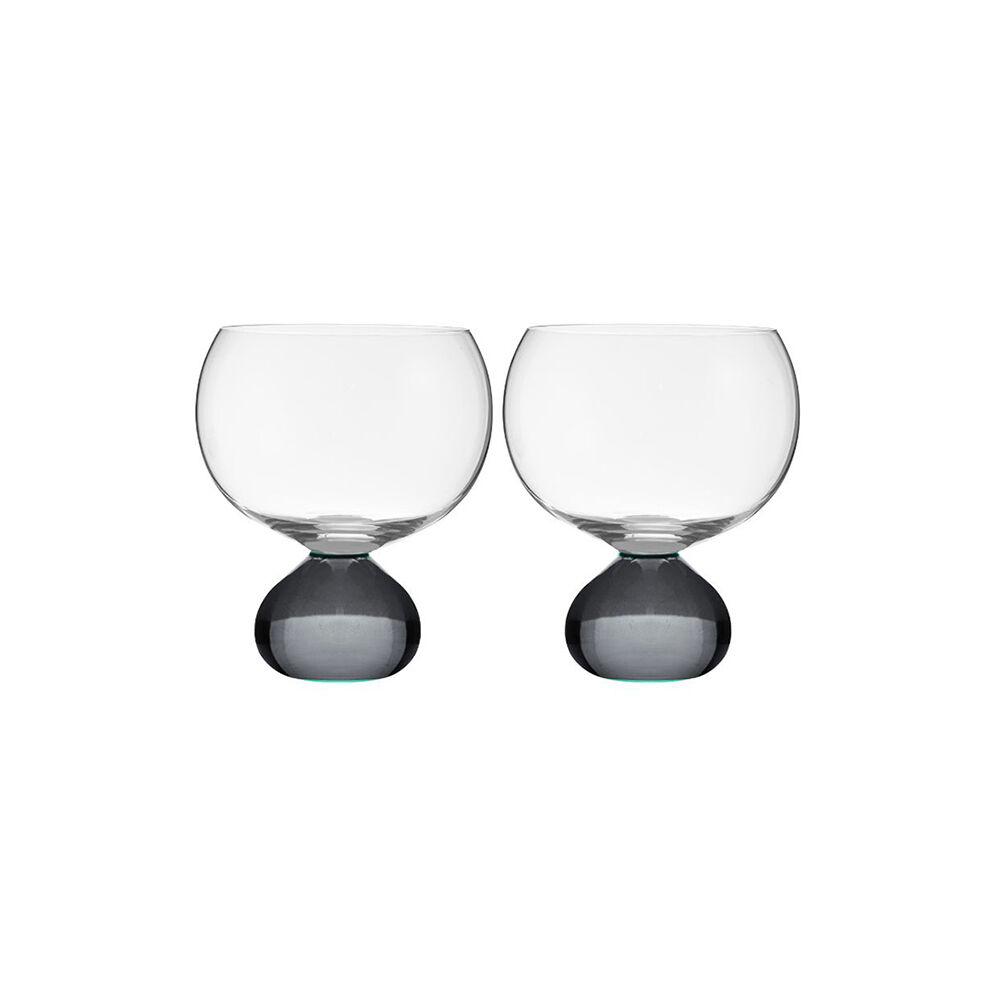 2pc Tempa Zephyr Spherical Gin Drinking Glasses Set 12.5cm Charcoal