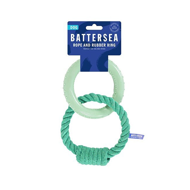 2PK Rosewood Battersea Rope & TPR Ring Pet/Dog Interactive Fun Play Chew Toy Blue