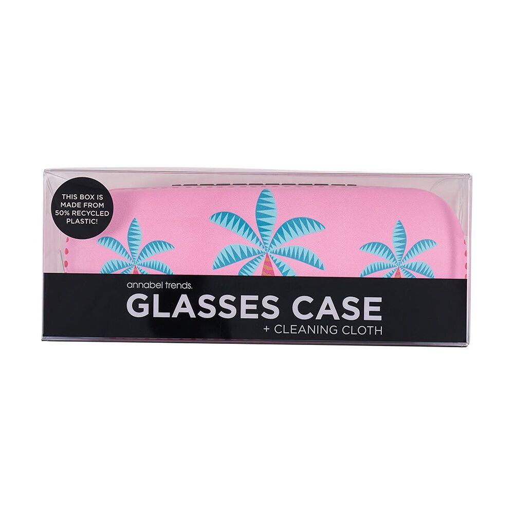 2PK Annabel Trends Glasses Case Combo W/ Matching Cloth 15x6cm Fiesta Palm — image 2