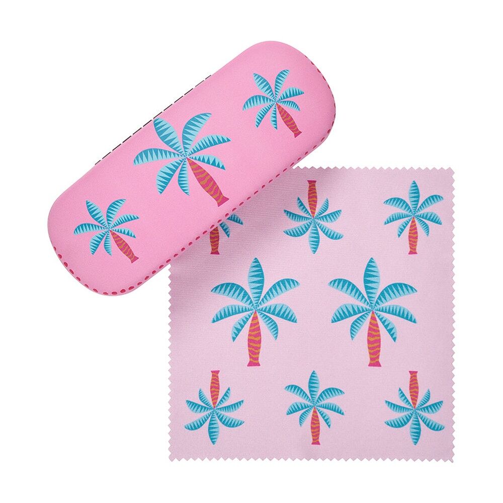 2PK Annabel Trends Glasses Case Combo W/ Matching Cloth 15x6cm Fiesta Palm — image 3