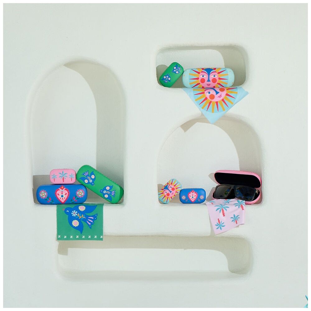 2PK Annabel Trends Glasses Case Combo W/ Matching Cloth 15x6cm Fiesta Palm — image 4