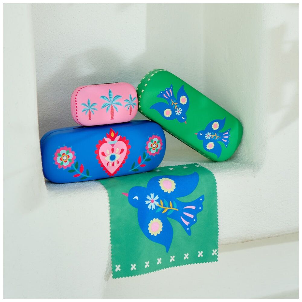 2PK Annabel Trends Glasses Case Combo W/ Matching Cloth 15x6cm Fiesta Palm — image 5