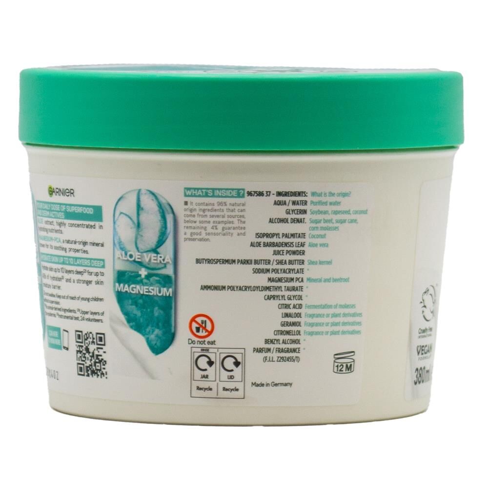6PK Garnier Body Superfood Aloe Vera & Magnesium Nourishing Cream Normal To Dry Skin 380ml