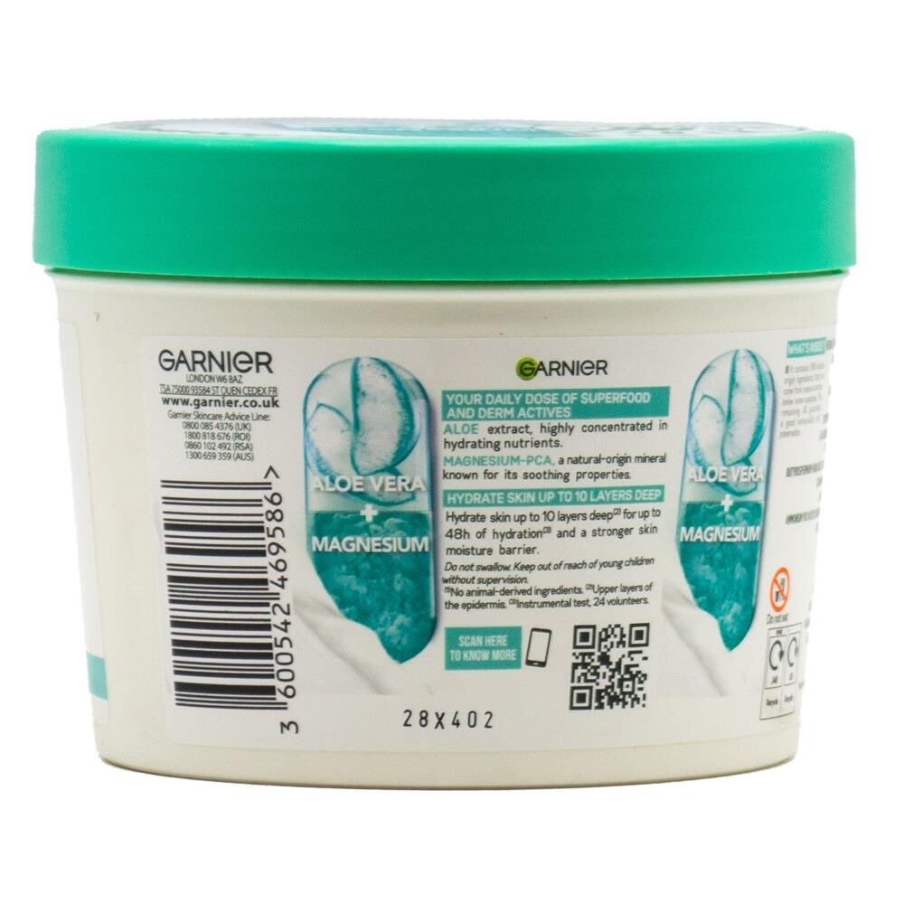 6PK Garnier Body Superfood Aloe Vera & Magnesium Nourishing Cream Normal To Dry Skin 380ml
