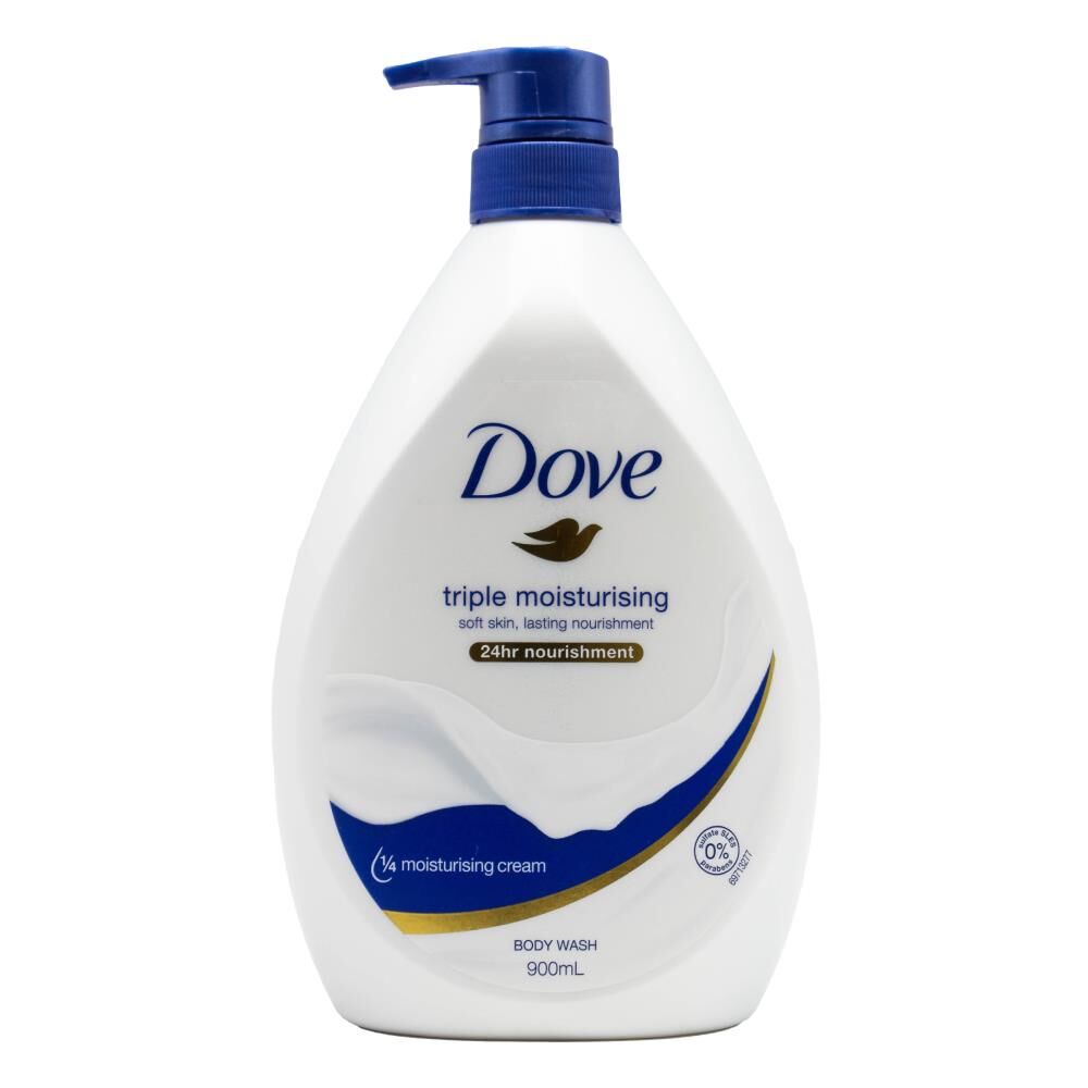 3PK Dove Triple Moisturising Bodywash 24 Hour Nourishment 900ml - White