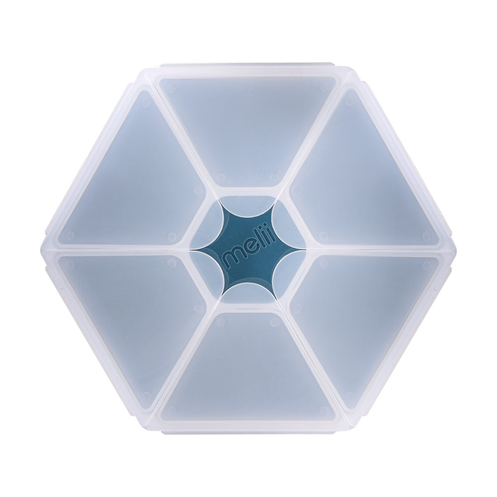 2PK Melii Kids 6 Compartment Hexagon Snackle Lunch Box Container Blue 798ml — image 2