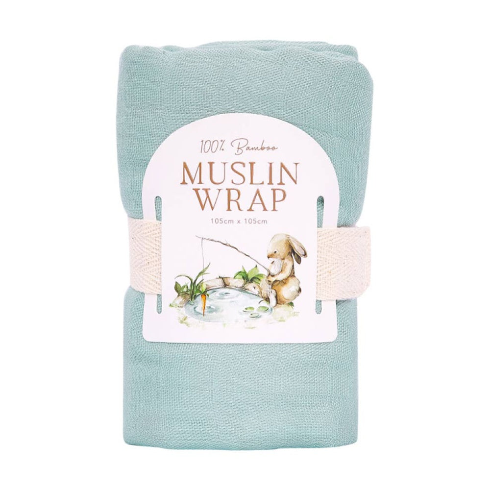 2PK Tiny Wonders Bamboo Muslin Wrap Soft Baby Blanket & Swaddle Sage 105x105cm — image 2