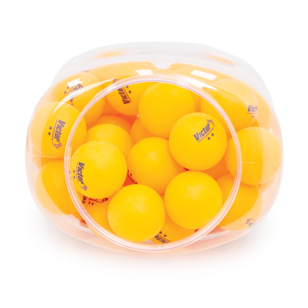 60pc Victor Table Tennis Balls Bucket 2-Star Storage Container Orange — image 3