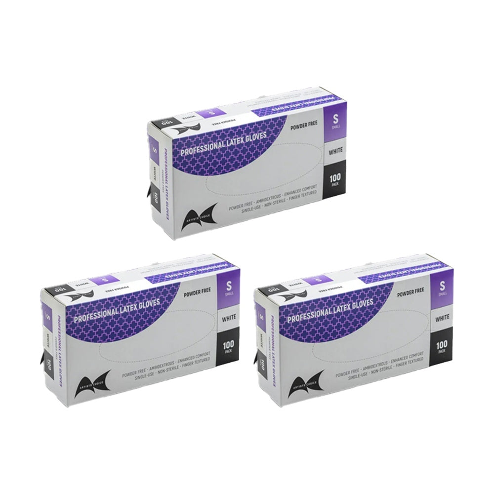 3x 100pc Artists Choice Powder Free Medical Food Grade Latex Gloves Small