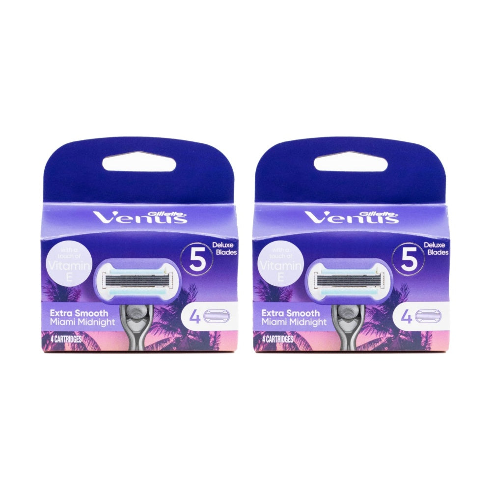 2x 4pc Gillette Razor Cartridges Venus Extra Smooth Miami Midnight Blades