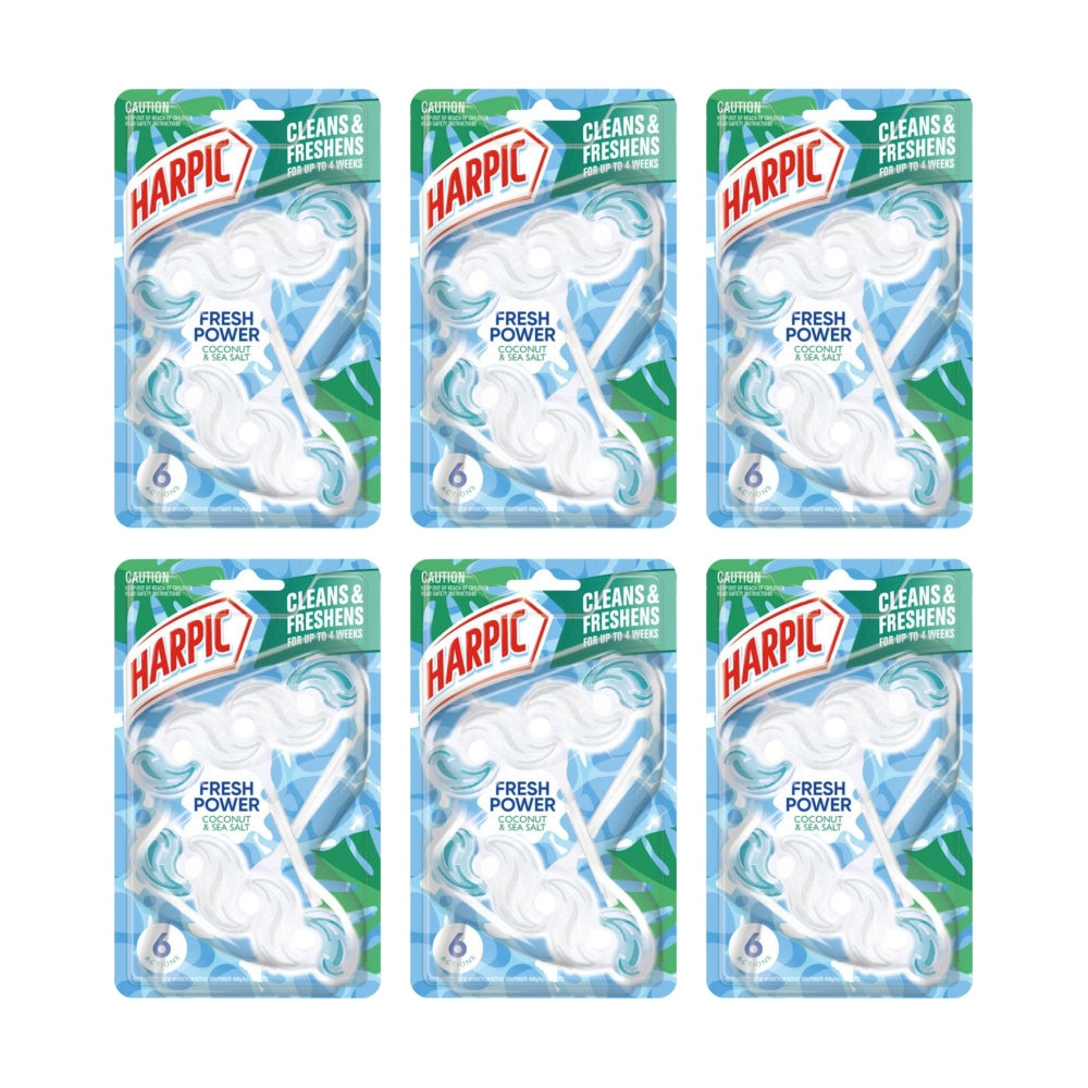 6x 2pc Harpic Toilet Cleaner Fresh Power W/ 6 Actions Coconut & Sea Salt