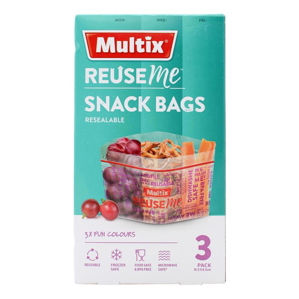 21pc Multix ReuseMe Resealable Snack Bags Clear 16.5x8.5cm