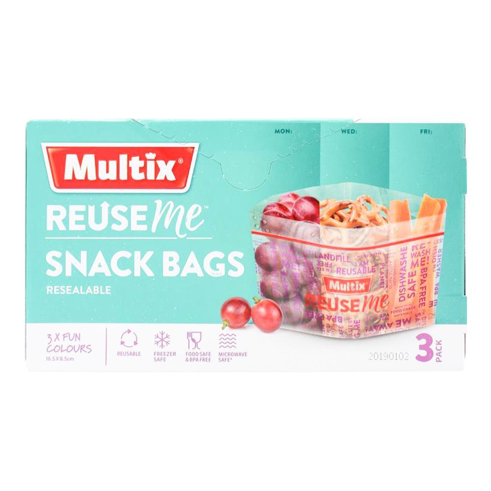 21pc Multix ReuseMe Resealable Snack Bags Clear 16.5x8.5cm