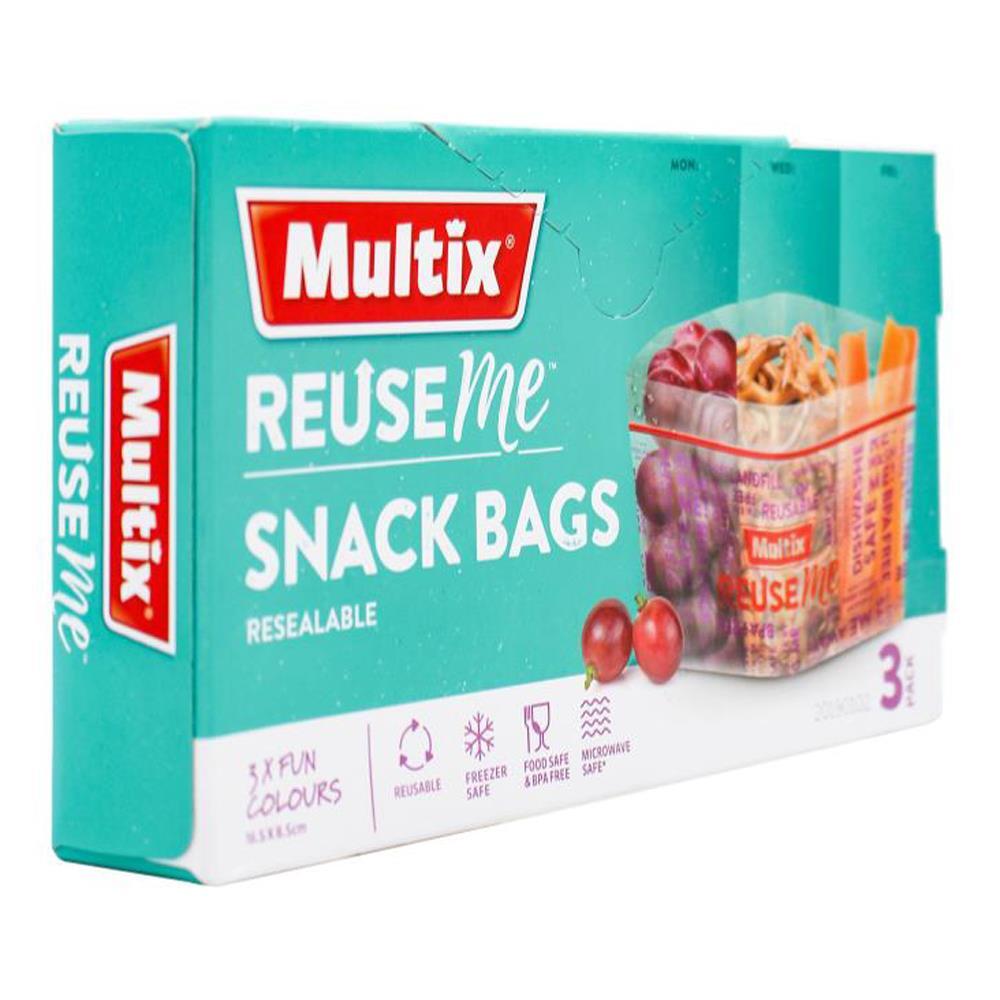 21pc Multix ReuseMe Resealable Snack Bags Clear 16.5x8.5cm