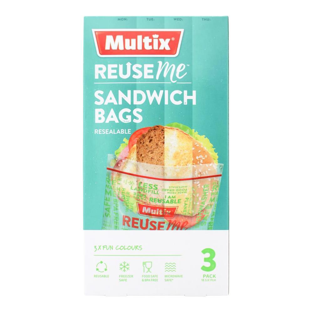 21pc Multix ReuseMe Resealable Sandwich Bags Clear 18.5x17cm