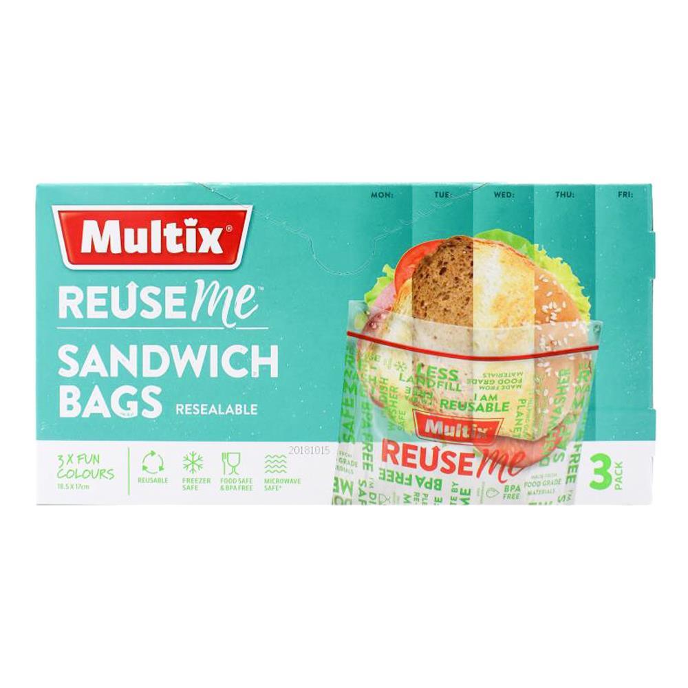21pc Multix ReuseMe Resealable Sandwich Bags Clear 18.5x17cm