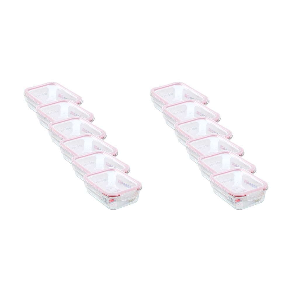 12PK Lemon and Lime Yorkshire Glass Rectangle Clip Seal Container 1L Food Safe