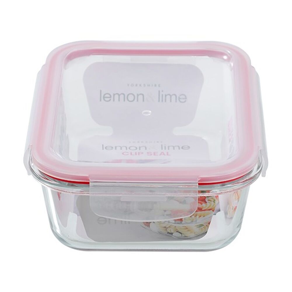12PK Lemon and Lime Yorkshire Glass Rectangle Clip Seal Container 1L Food Safe
