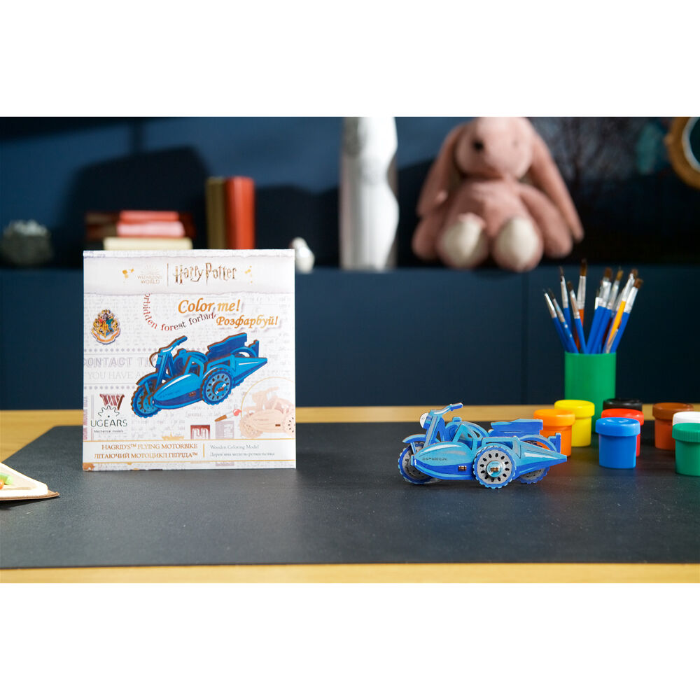2PK Ugears Wooden Coloring Model 3D Puzzle 13.5x7cm - Hagrid’s Flying Motorbike 6y+