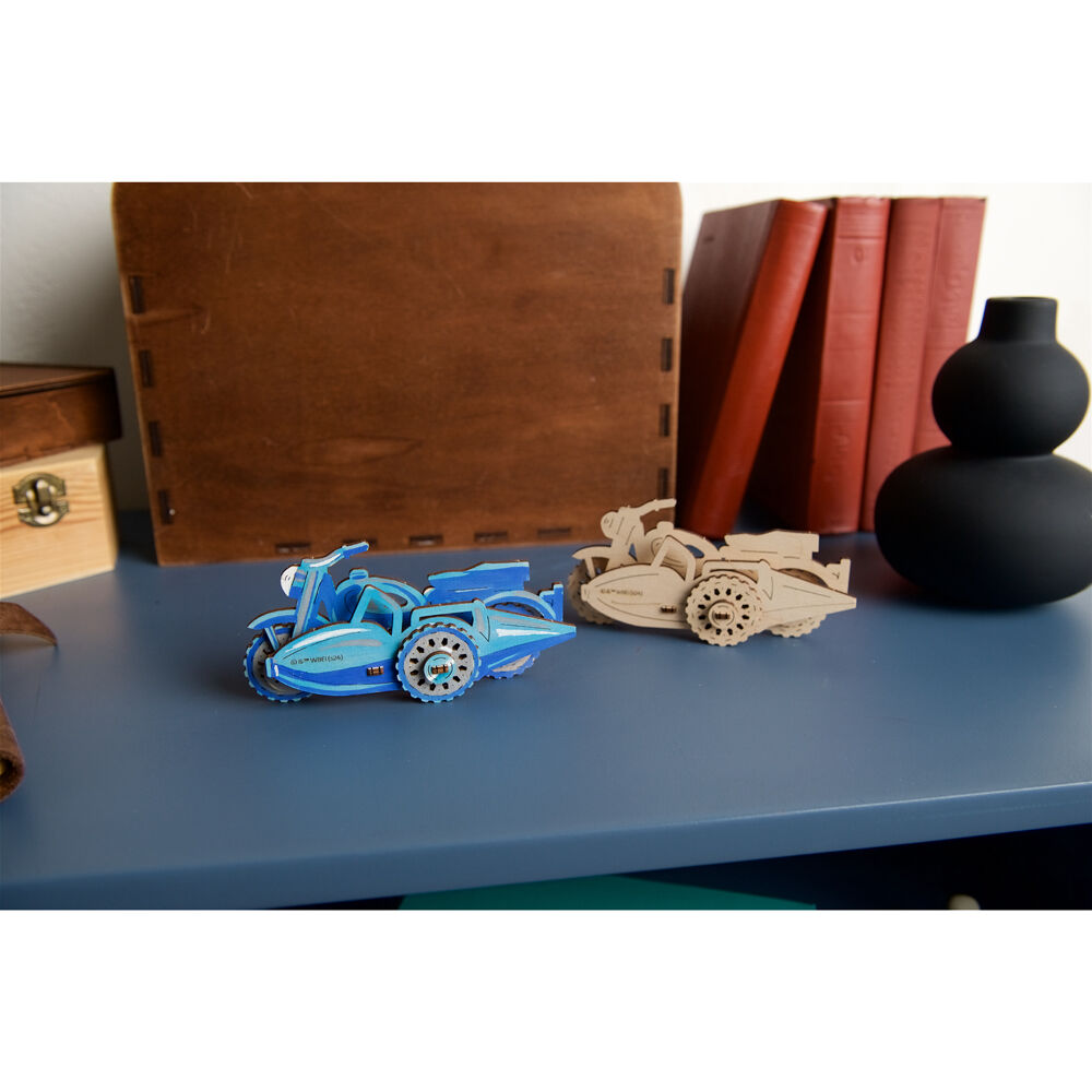 2PK Ugears Wooden Coloring Model 3D Puzzle 13.5x7cm - Hagrid’s Flying Motorbike 6y+