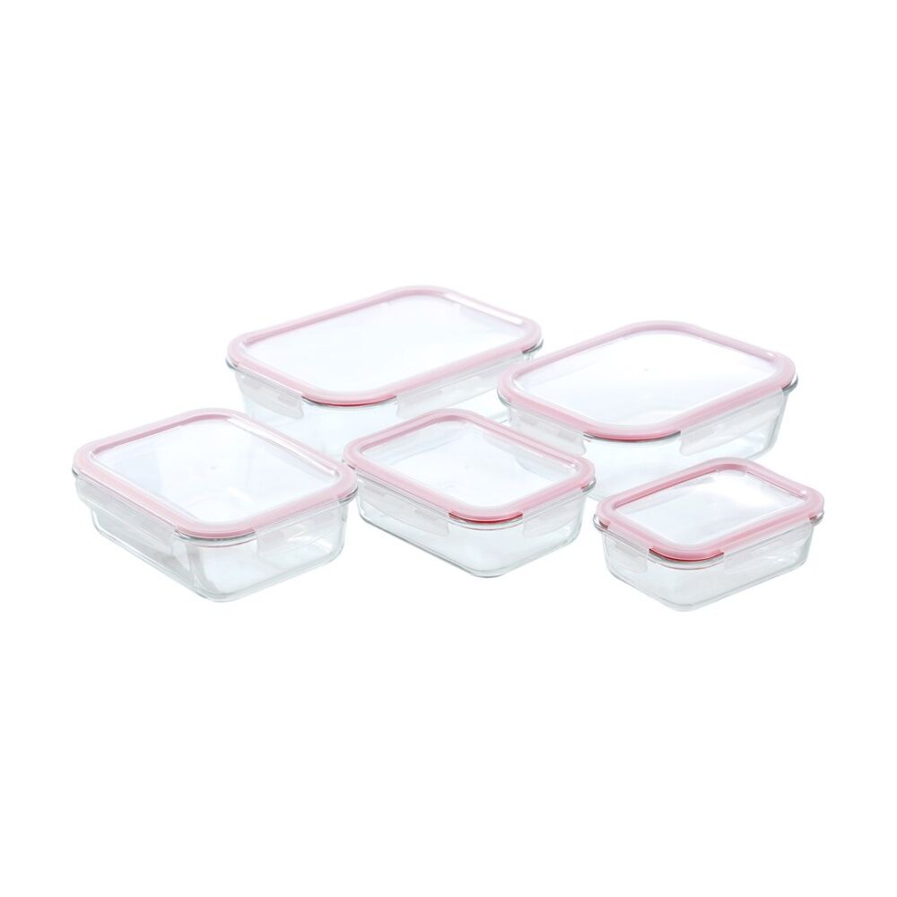 4PK Lemon and Lime Yorkshire Glass Rectangle Clip Seal Container 2.7L Food Safe