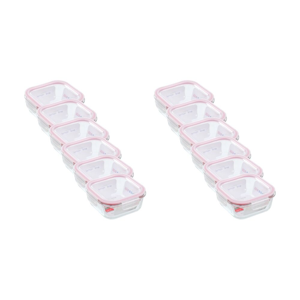 12PK Lemon and Lime Yorkshire Glass Square Clip Seal Container 800ml Food Safe