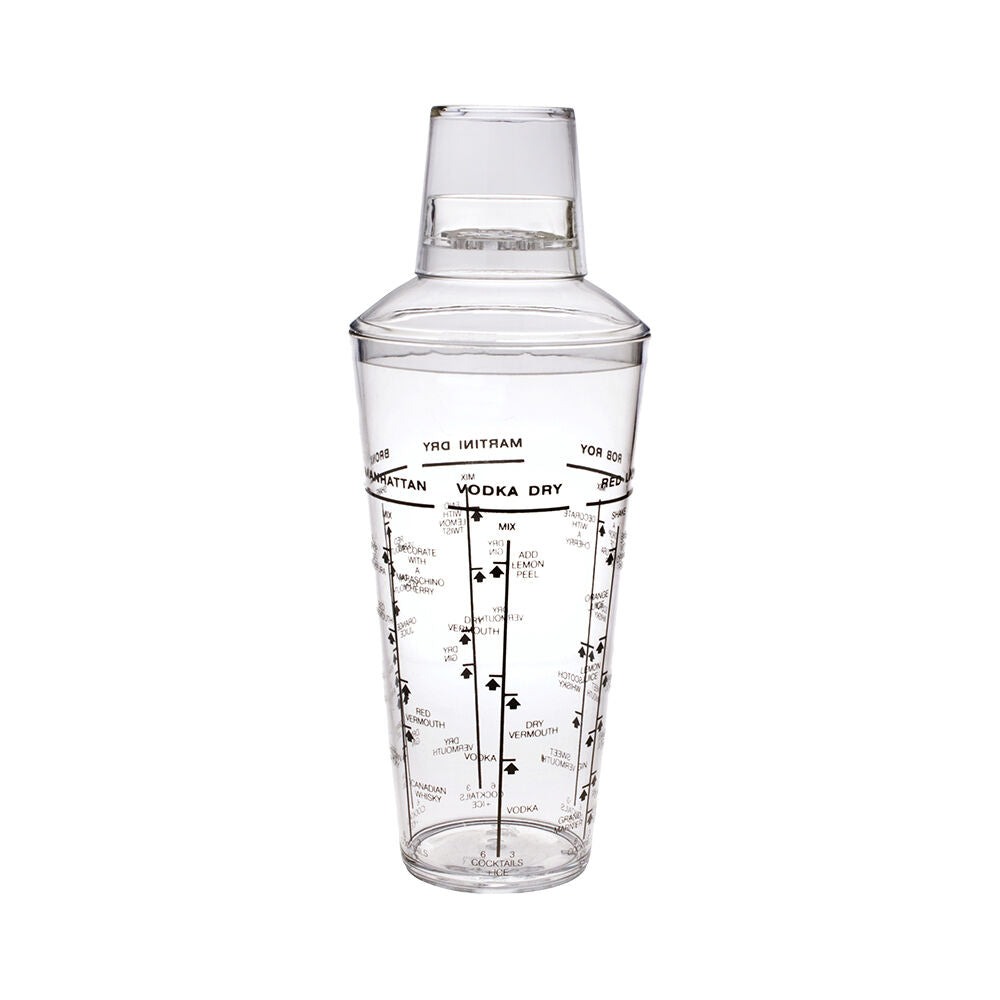 2PK Bartender Acrylic Cobbler Design Cocktail Drink Shaker 750ml Clear