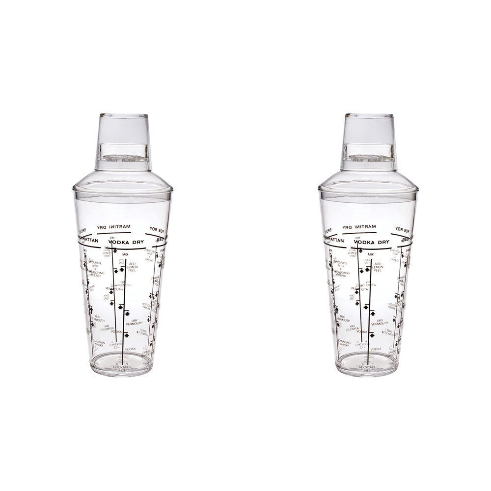 2PK Bartender Acrylic Cobbler Design Cocktail Drink Shaker 750ml Clear