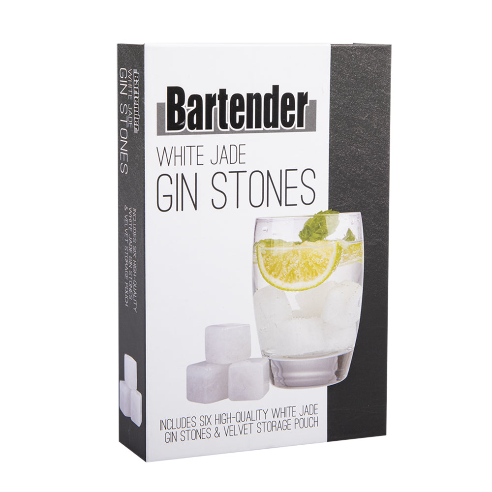 2x 6pc Bartender White Jade Gin Stones Set w/ Velvet Pouch